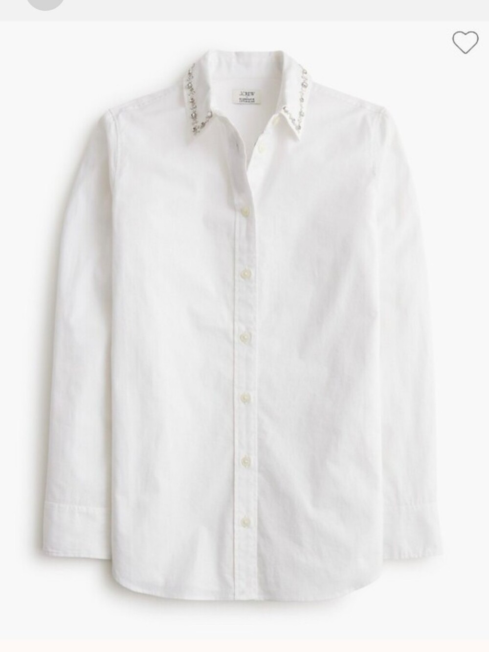 J.Crew Embellished Collar Button Down Women Medium White Cotton Blend CP144